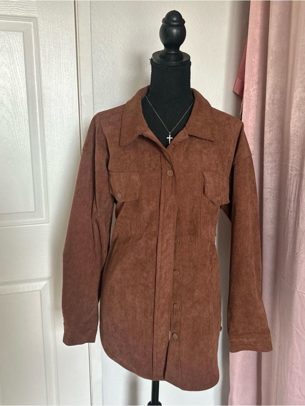 J for Justify Brown Corduroy Shacket Jacket